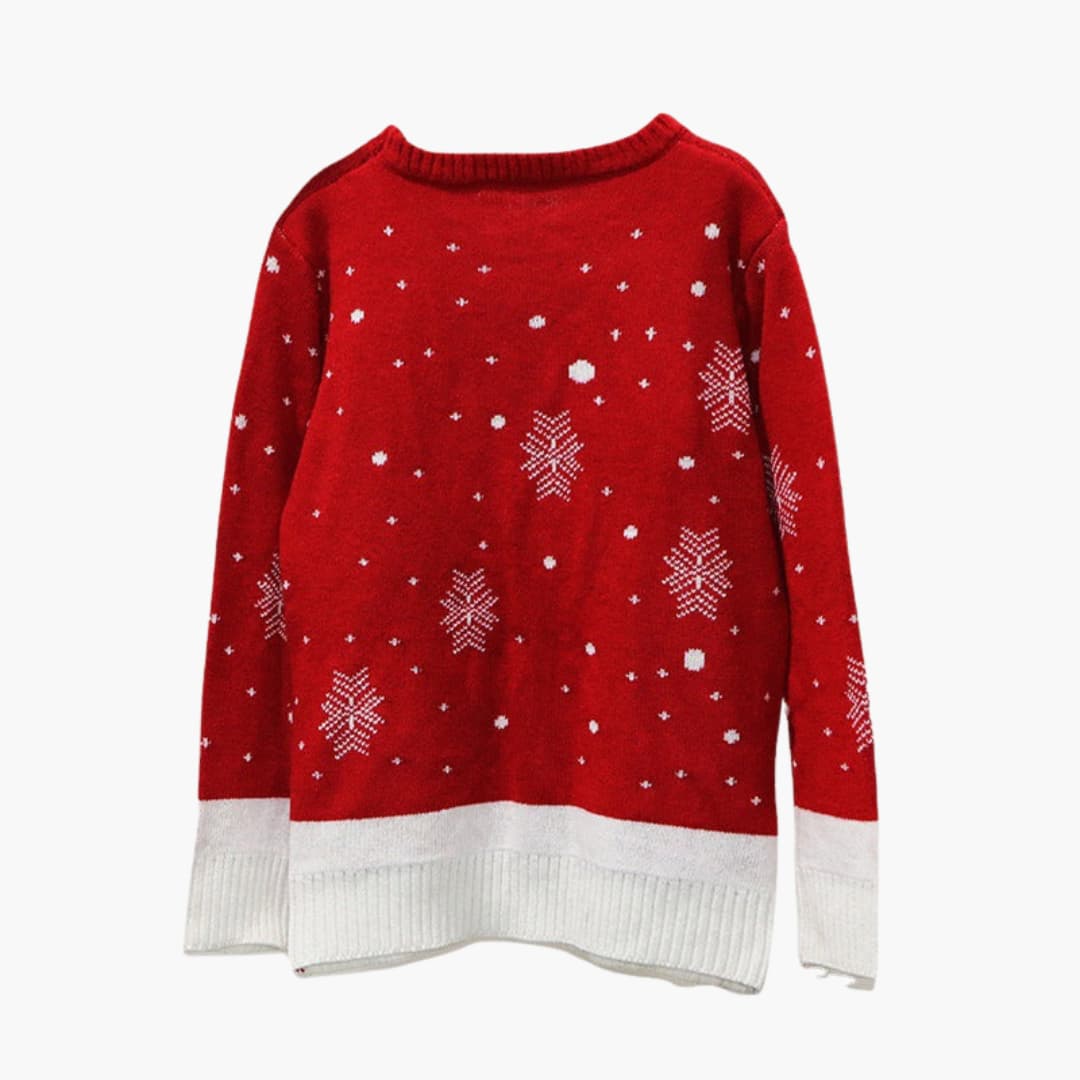 Damen Weihnachts Pullover mit Rentier und Schneeflockenmuster