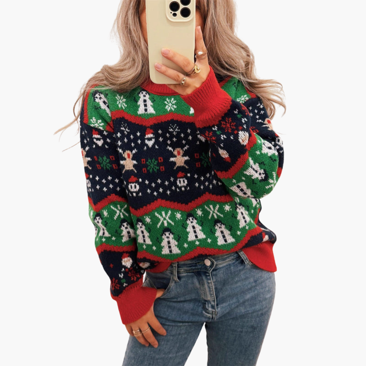 Damen Weihnachts Pullover mit festlichem Motiv