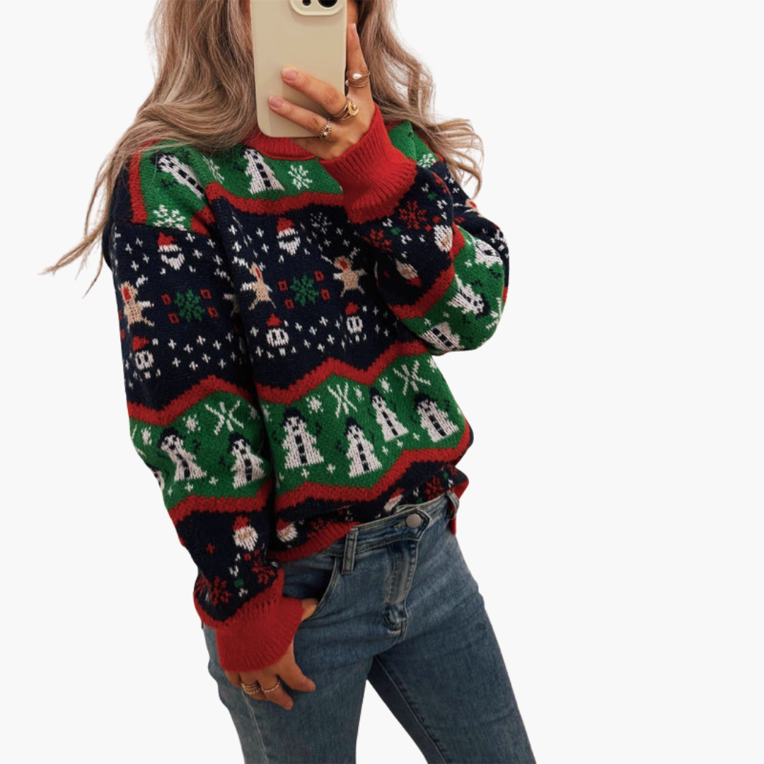 Damen Weihnachts Pullover mit festlichem Motiv