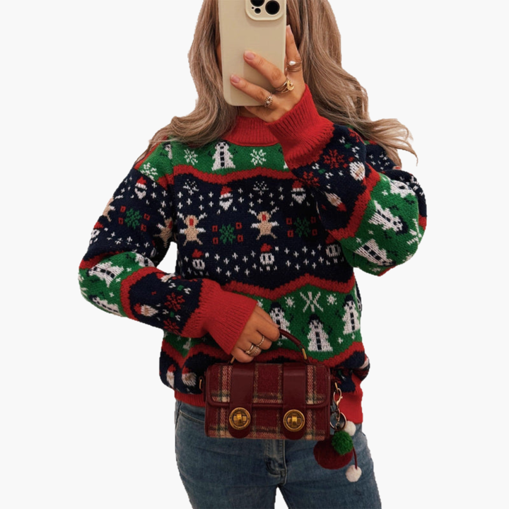Damen Weihnachts Pullover mit festlichem Motiv