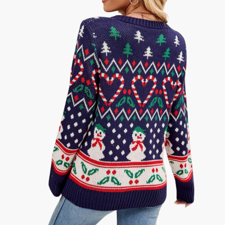 Damen Weihnachtspullover mit Herz und Tannenbaum-Motiv