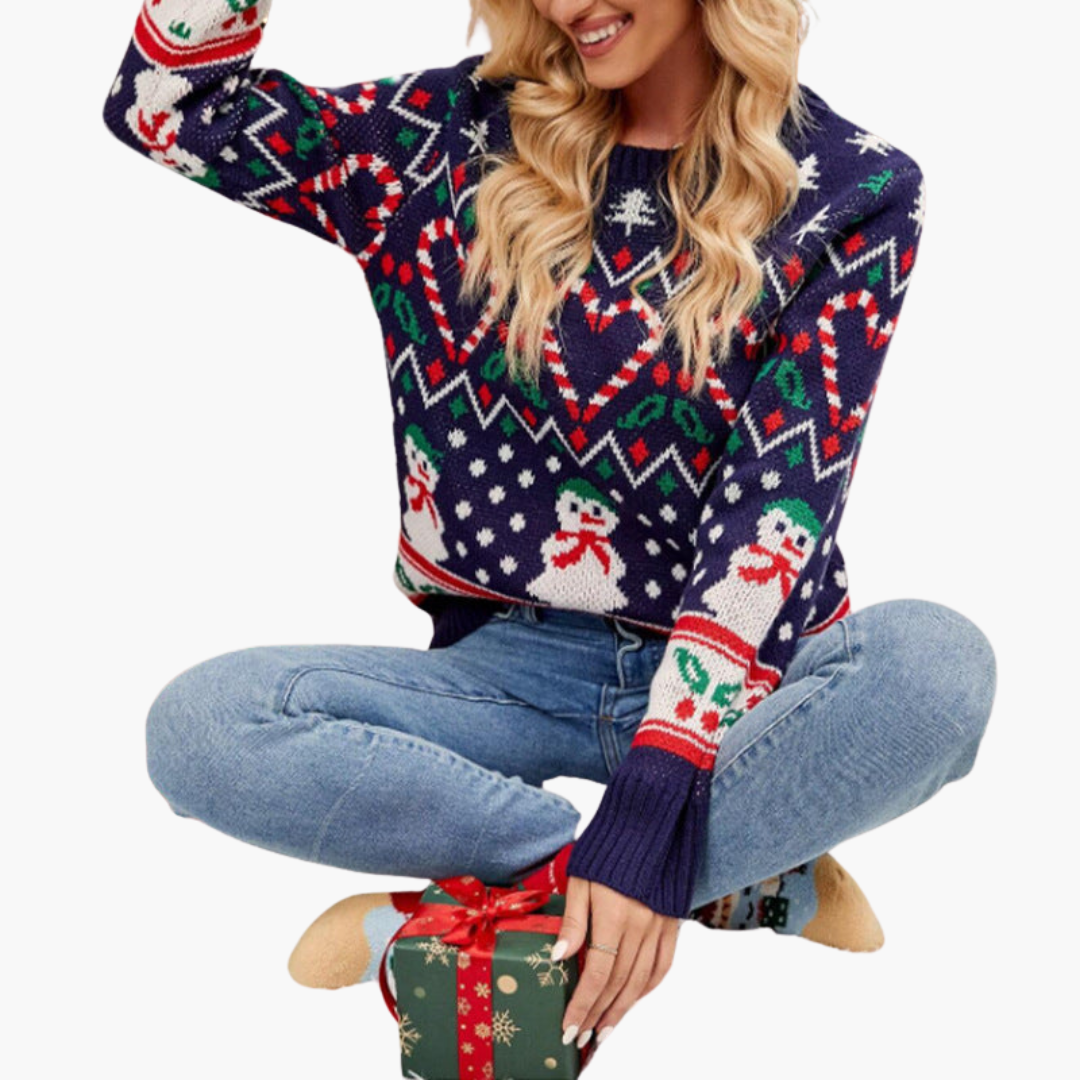 Damen Weihnachtspullover mit Herz und Tannenbaum-Motiv