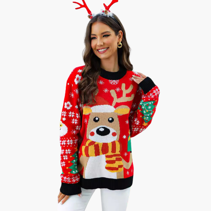 Damen Weihnachts pullover mit Rentiermuster