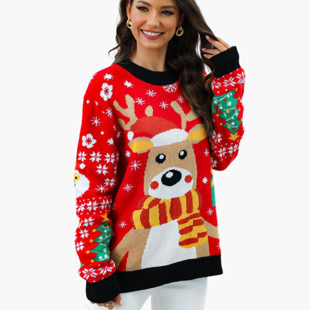 Damen Weihnachts pullover mit Rentiermuster