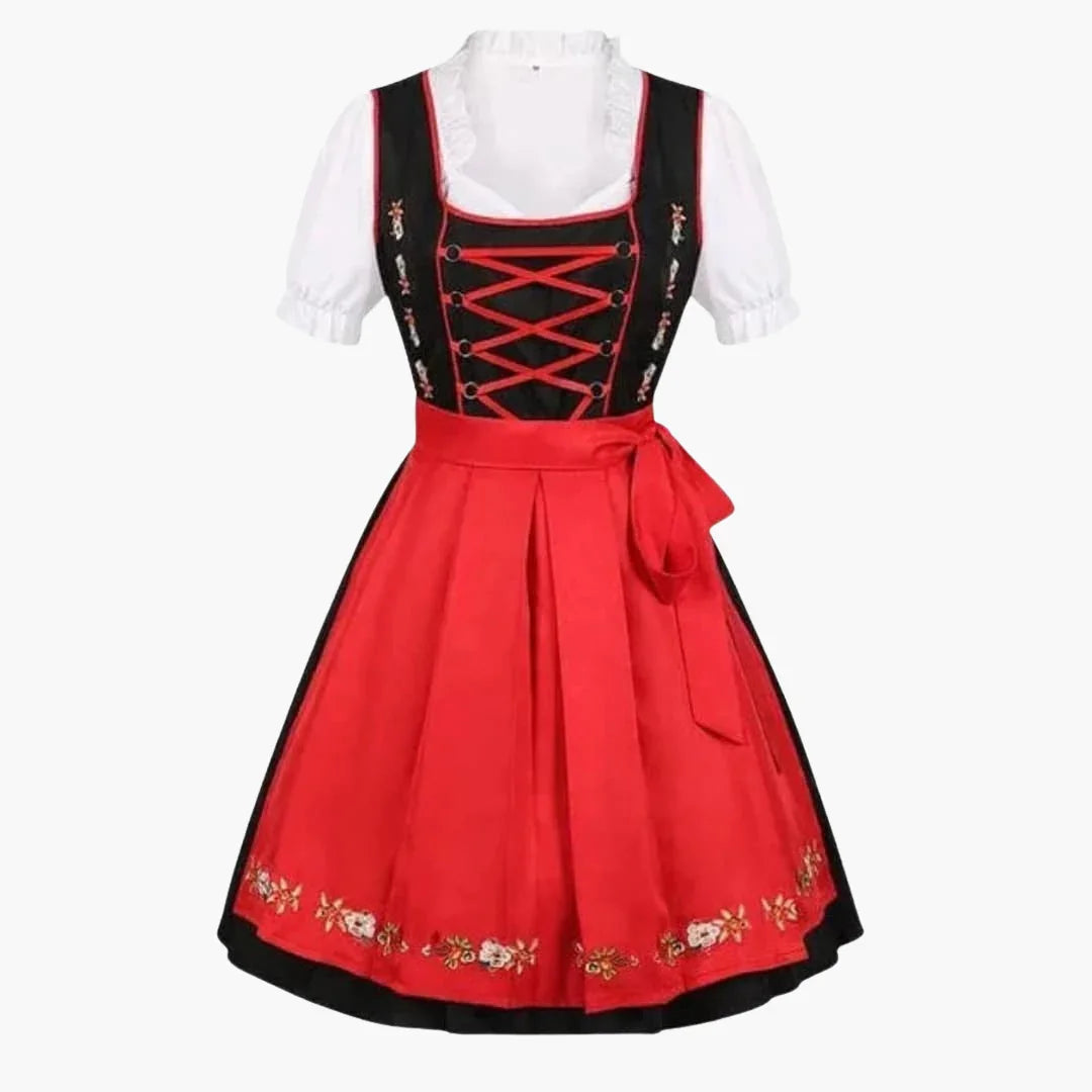 Damen Midi Dirndl mit Spitze und Faltenrock | Oktoberfest 2025