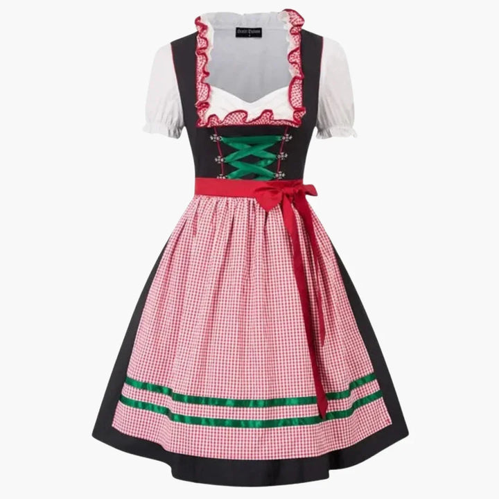 Damen Midi Dirndl mit Spitze und Faltenrock | Oktoberfest 2025