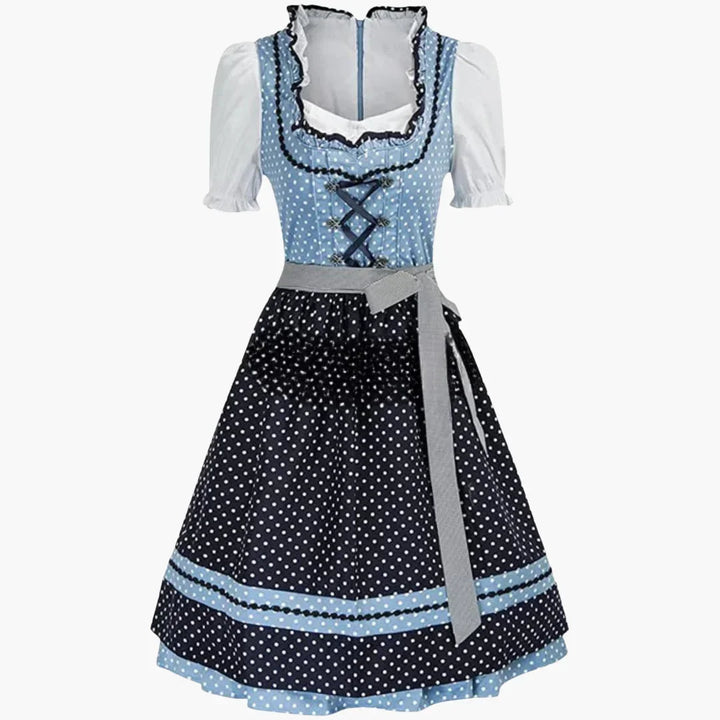 Damen Midi Dirndl mit Spitze und Faltenrock | Oktoberfest 2025