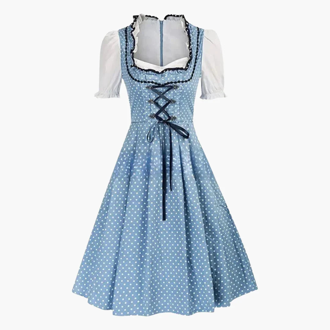 Damen Midi Dirndl mit Spitze und Faltenrock | Oktoberfest 2025
