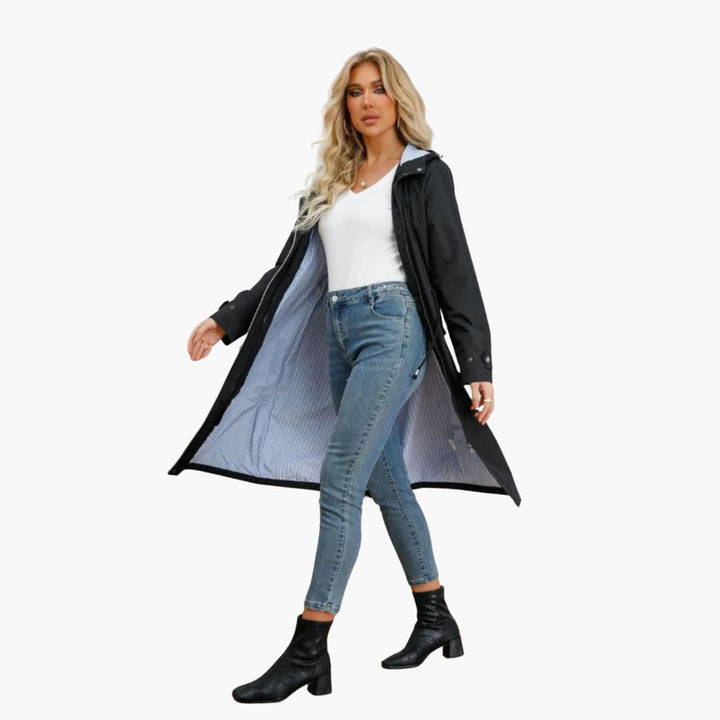 Damen’s Kapuzen Trenchcoat mit verstellbarer Taille