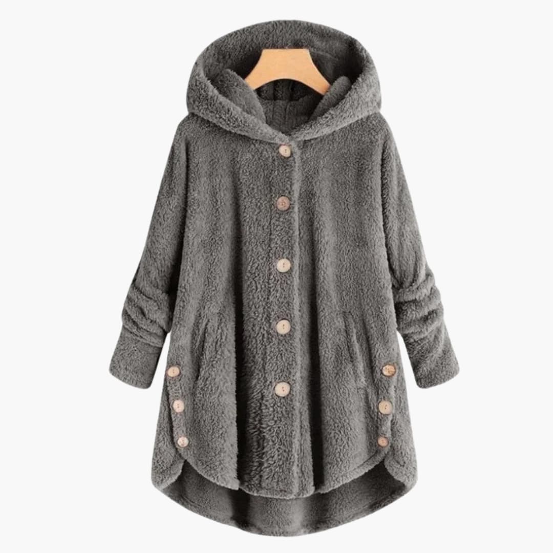 Damenjacke mit Kapuze und Knopfverschluss