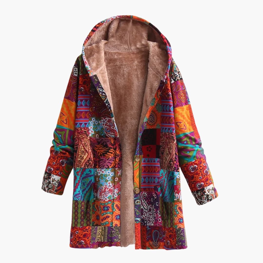 Damenjacke mit Kapuze und Print Oberfläche