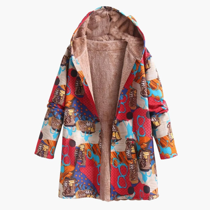 Damenjacke mit Kapuze und Print Oberfläche