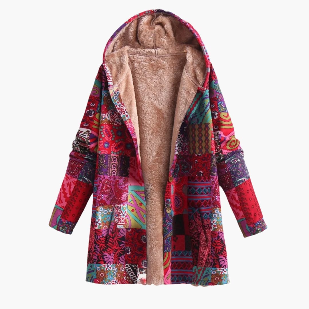 Damenjacke mit Kapuze und Print Oberfläche