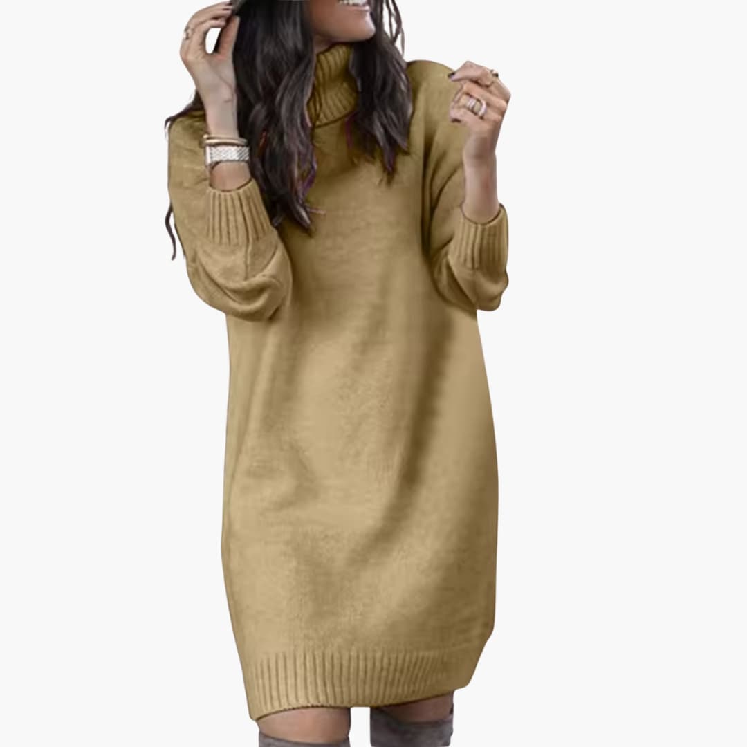 Damen kleid mit Rollkragen und langen Ärmeln