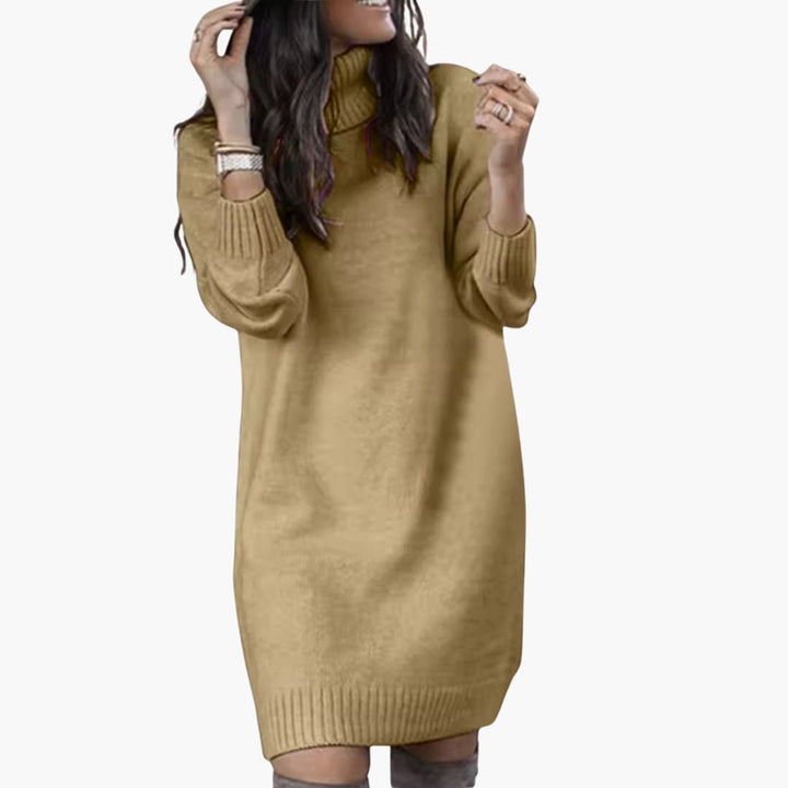 Damen kleid mit Rollkragen und langen Ärmeln