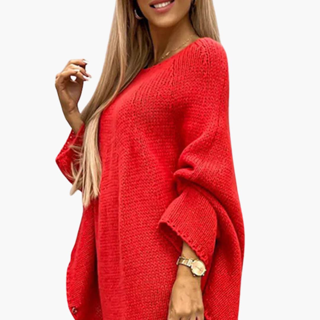 Damenpullover mit Rollkragen und geripptem Saum