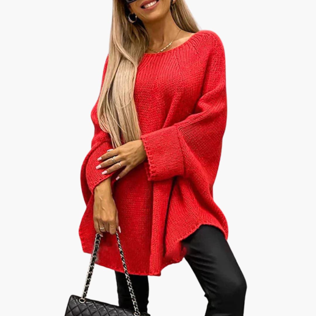 Damenpullover mit Rollkragen und geripptem Saum