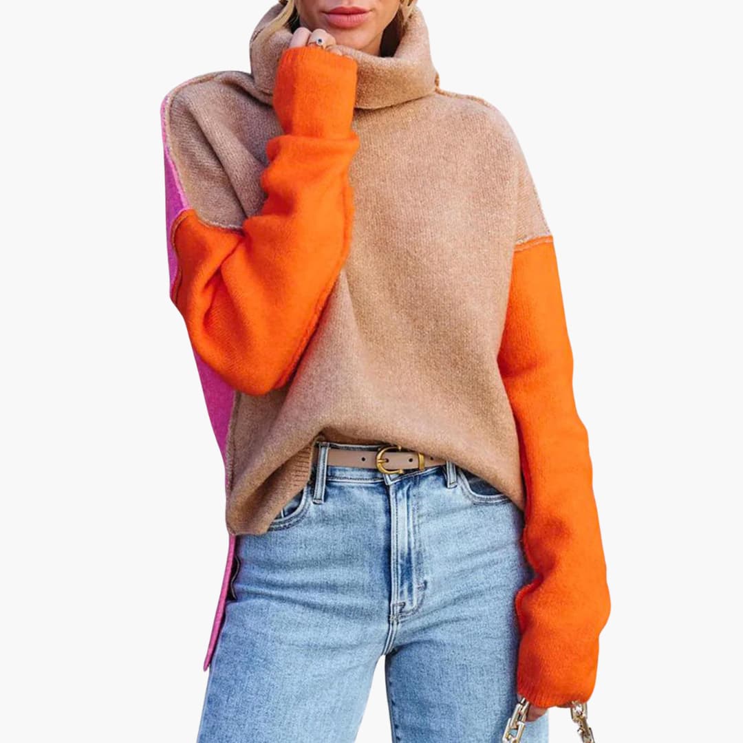 Damen pullover mit Rollkragen und langen Ärmeln