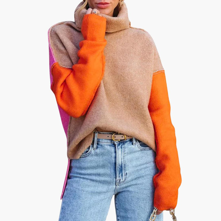 Damen pullover mit Rollkragen und langen Ärmeln