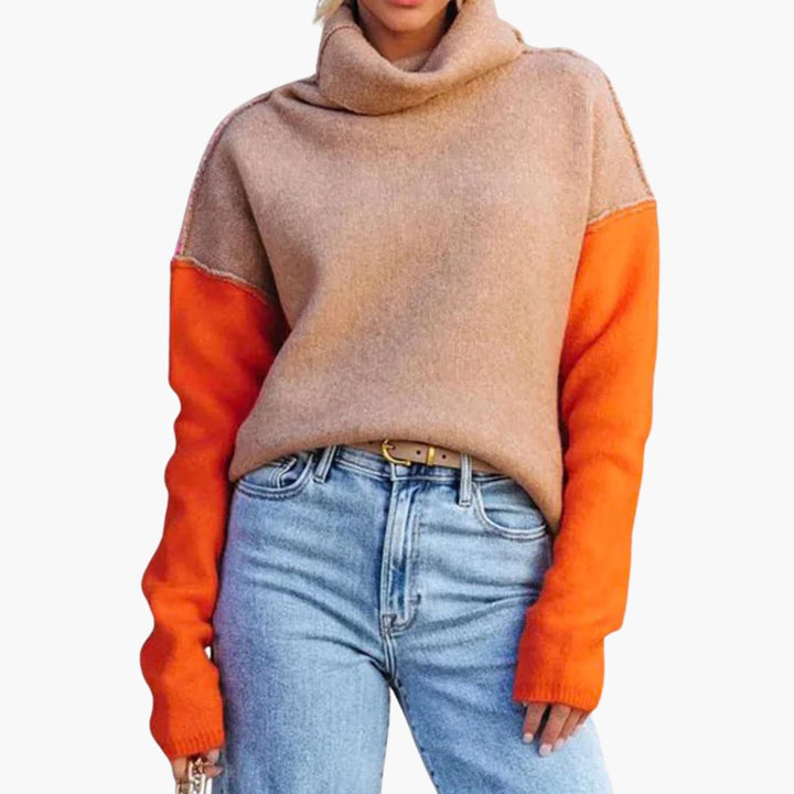 Damen pullover mit Rollkragen und langen Ärmeln