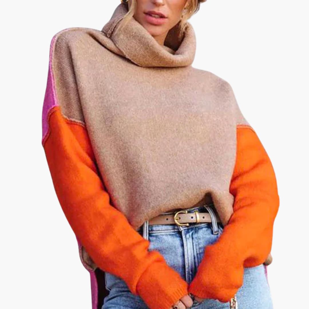 Damen pullover mit Rollkragen und langen Ärmeln