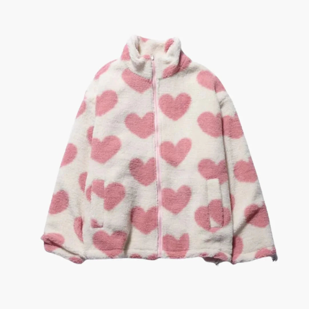 Zweiseitiger Herzprint Mantel für Damen