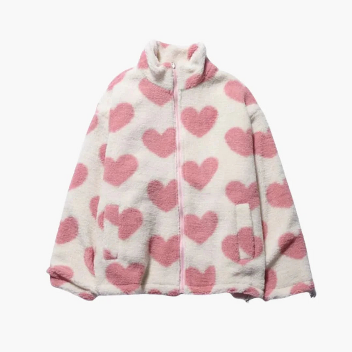 Zweiseitiger Herzprint Mantel für Damen