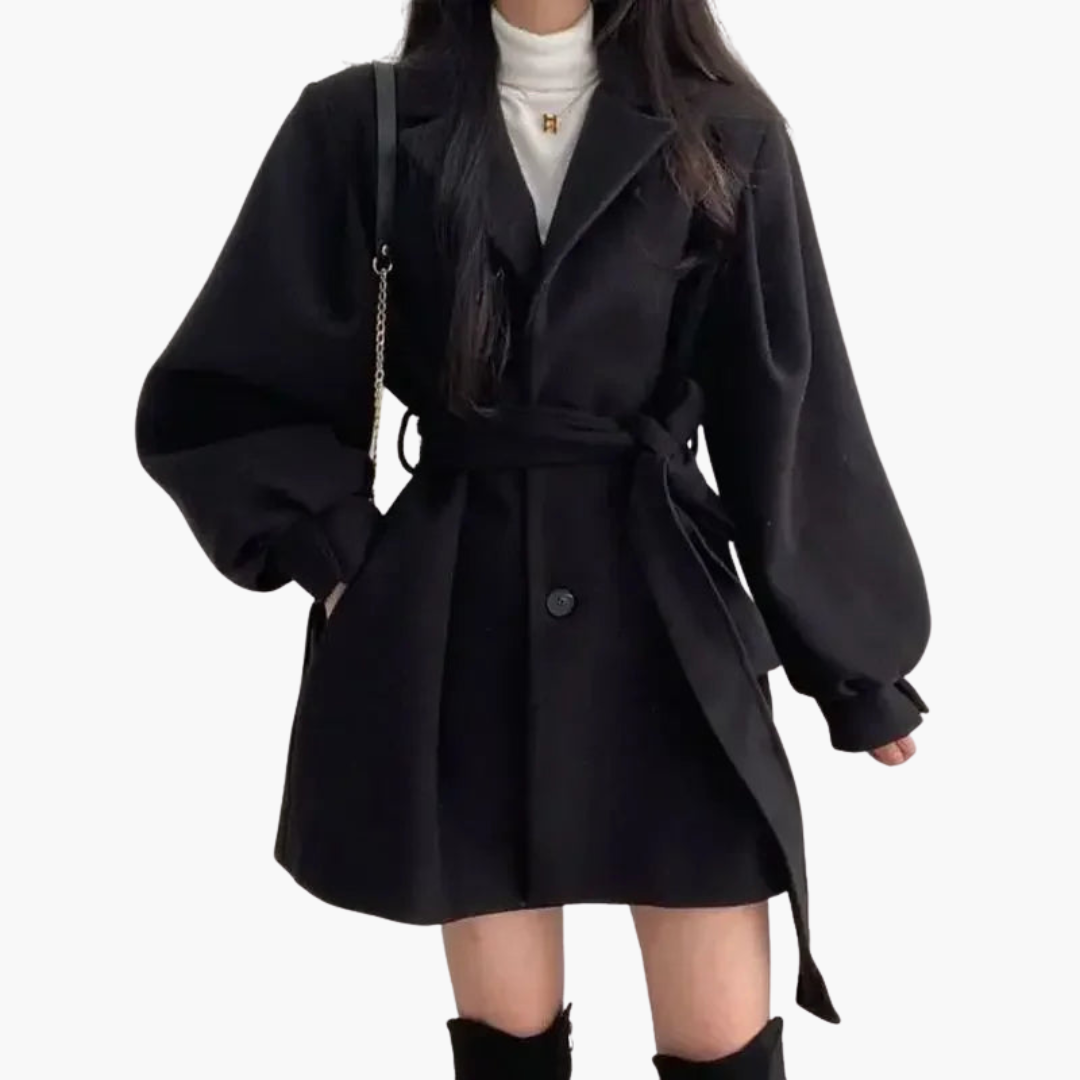 Frauen Trenchcoat mit Gürtel und Puffärmeln