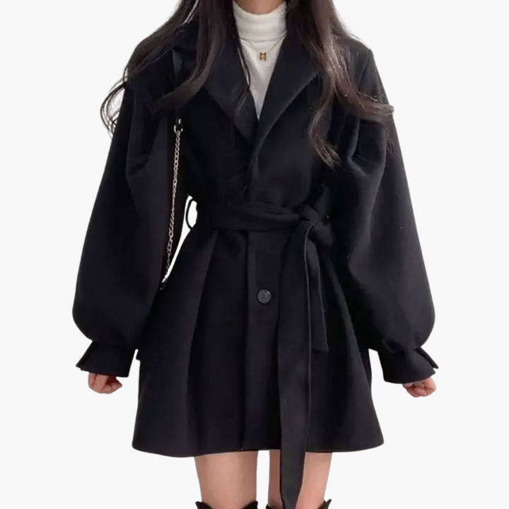 Frauen Trenchcoat mit Gürtel und Puffärmeln