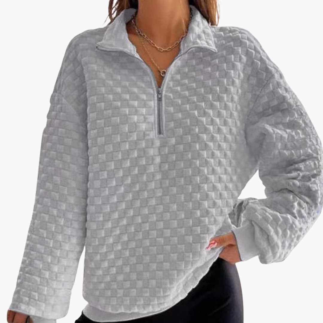 Frauen Zip-Up Sweatshirt mit Stepp Textur