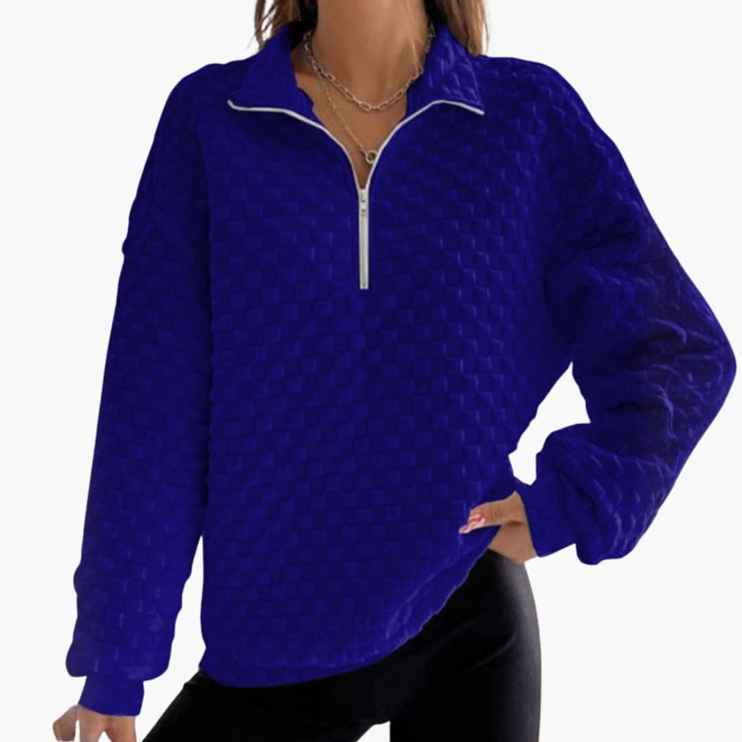 Frauen Zip-Up Sweatshirt mit Stepp Textur