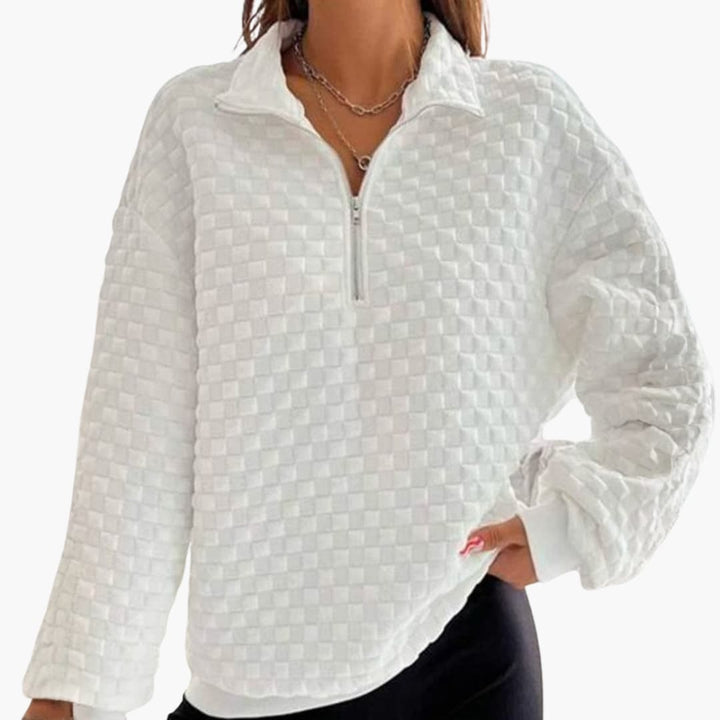 Frauen Zip-Up Sweatshirt mit Stepp Textur
