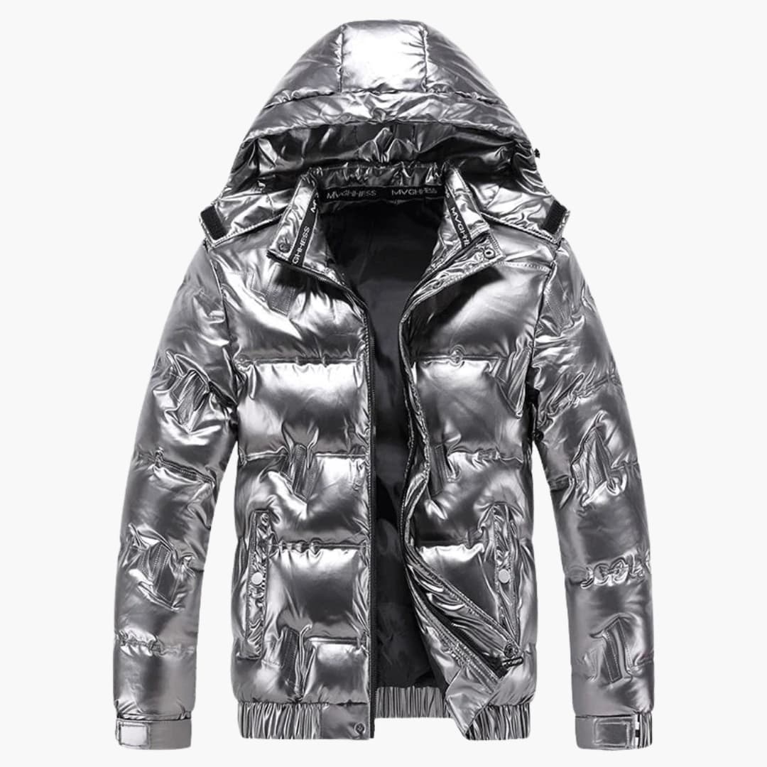 Gefütterte Herrenjacke mit Kapuze und Reißverschluss