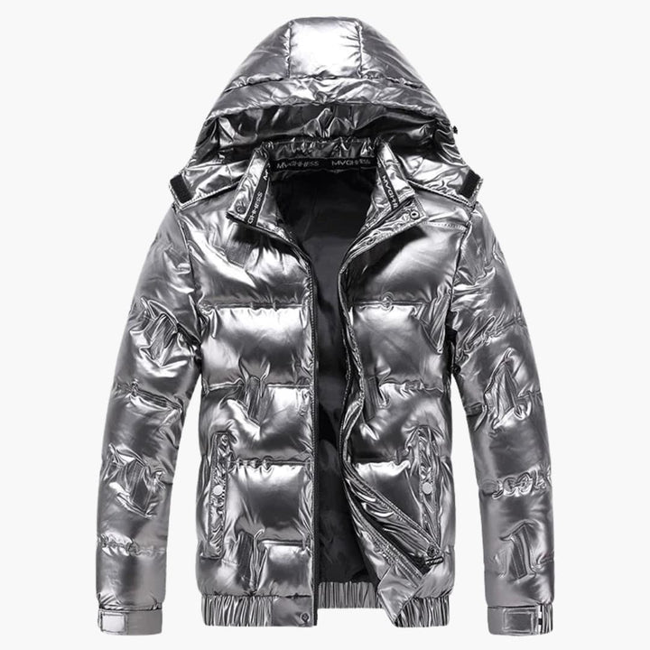 Gefütterte Herrenjacke mit Kapuze und Reißverschluss