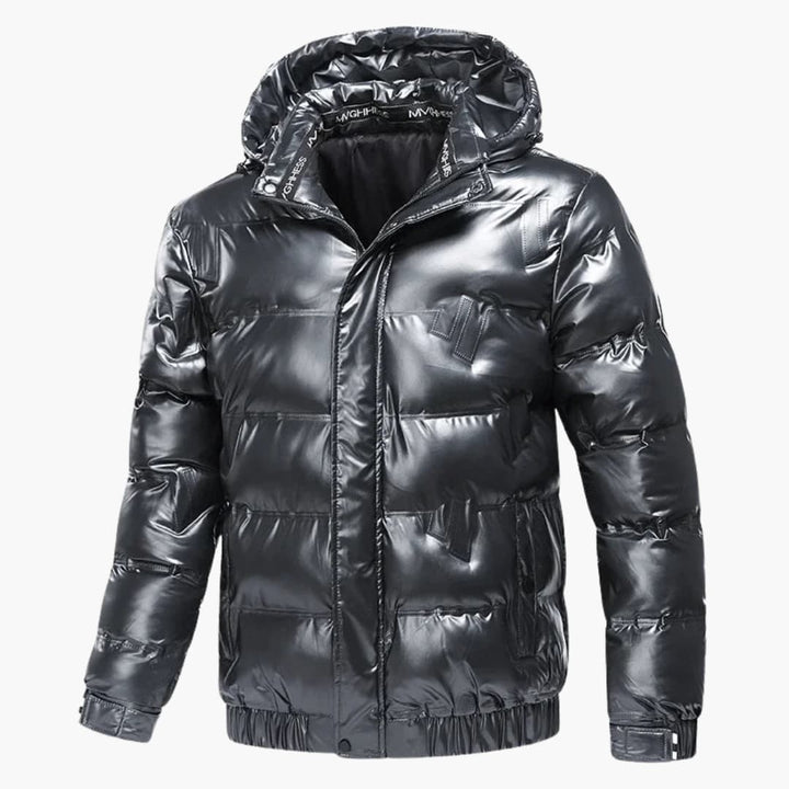 Gefütterte Herrenjacke mit Kapuze und Reißverschluss