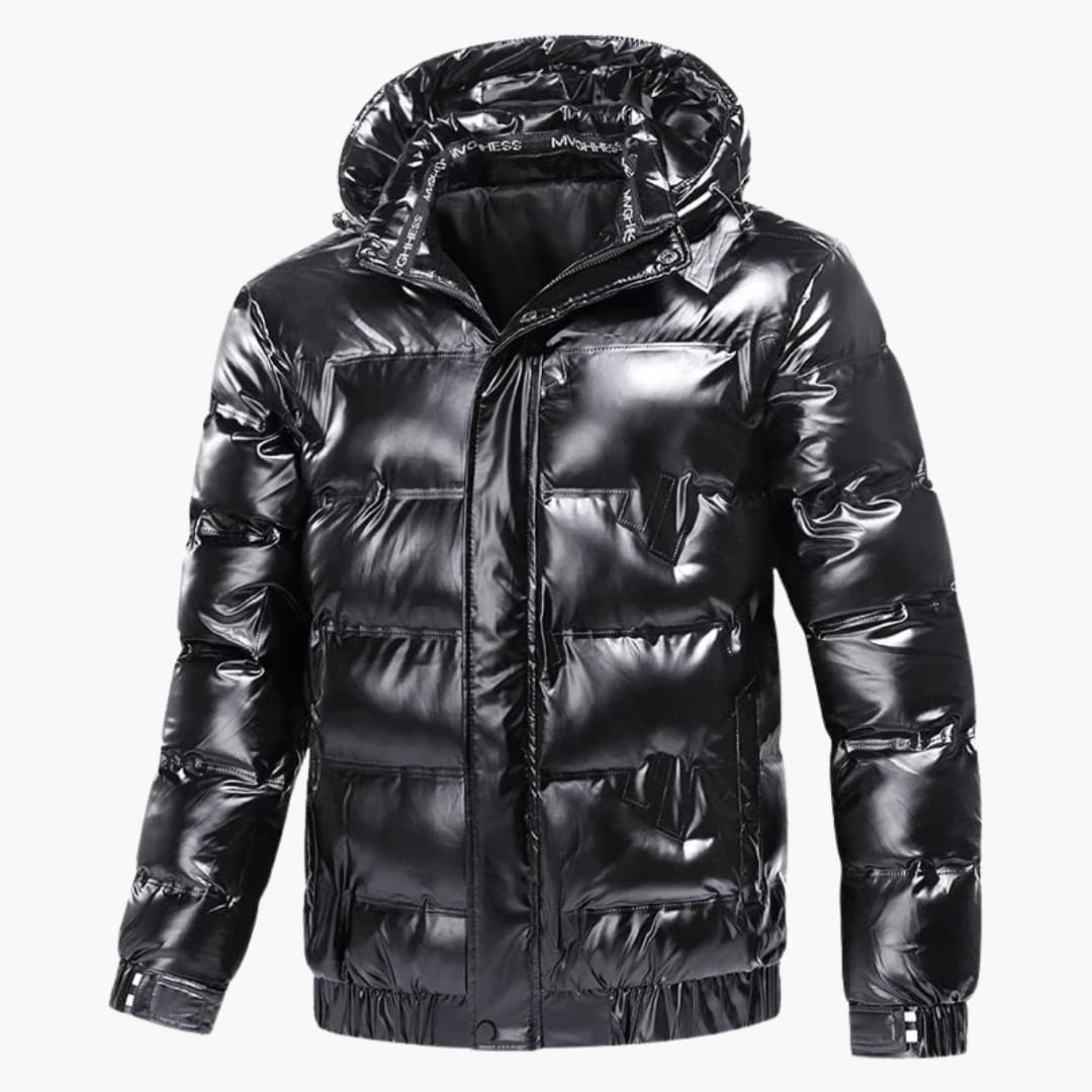 Gefütterte Herrenjacke mit Kapuze und Reißverschluss