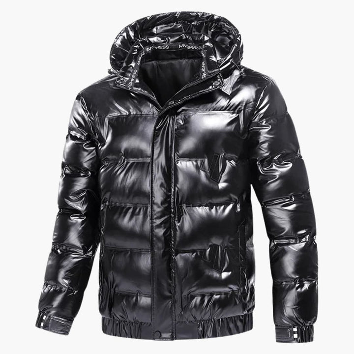 Gefütterte Herrenjacke mit Kapuze und Reißverschluss