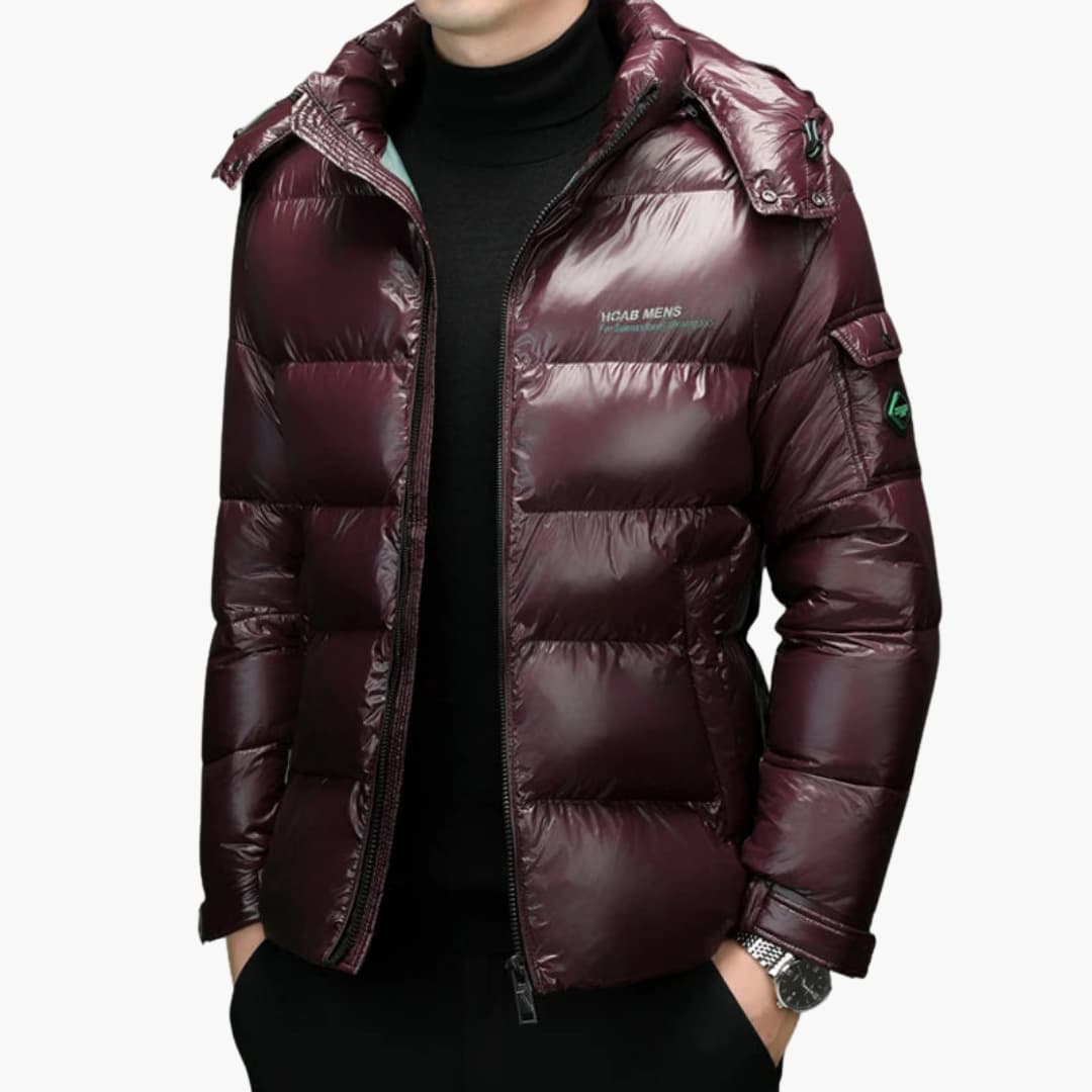 Gefütterte Herrenjacke mit Reißverschluss und Stehkragen