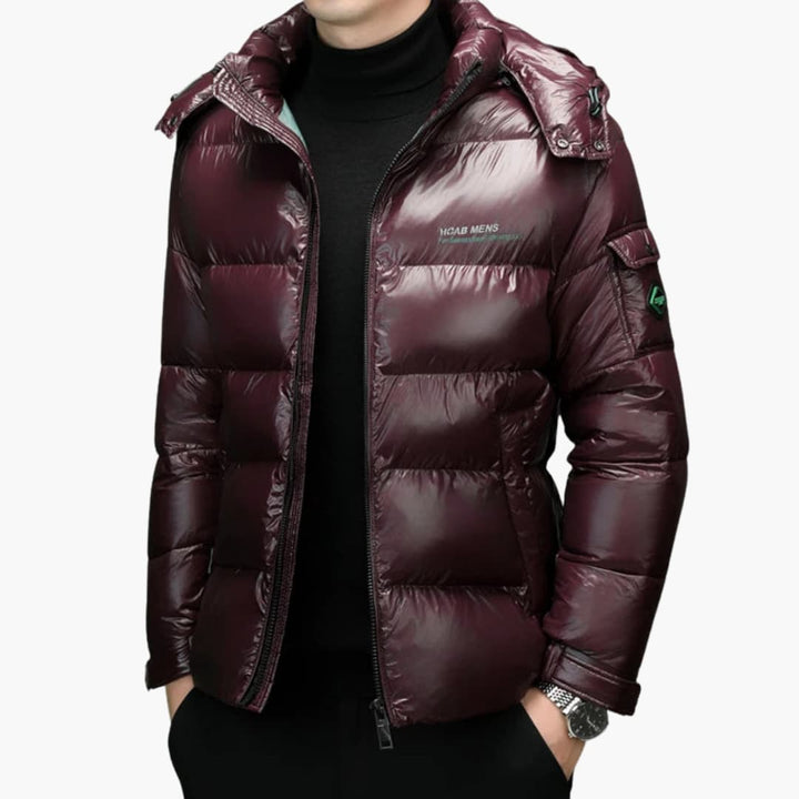 Gefütterte Herrenjacke mit Reißverschluss und Stehkragen
