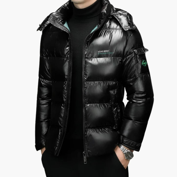 Gefütterte Herrenjacke mit Reißverschluss und Stehkragen
