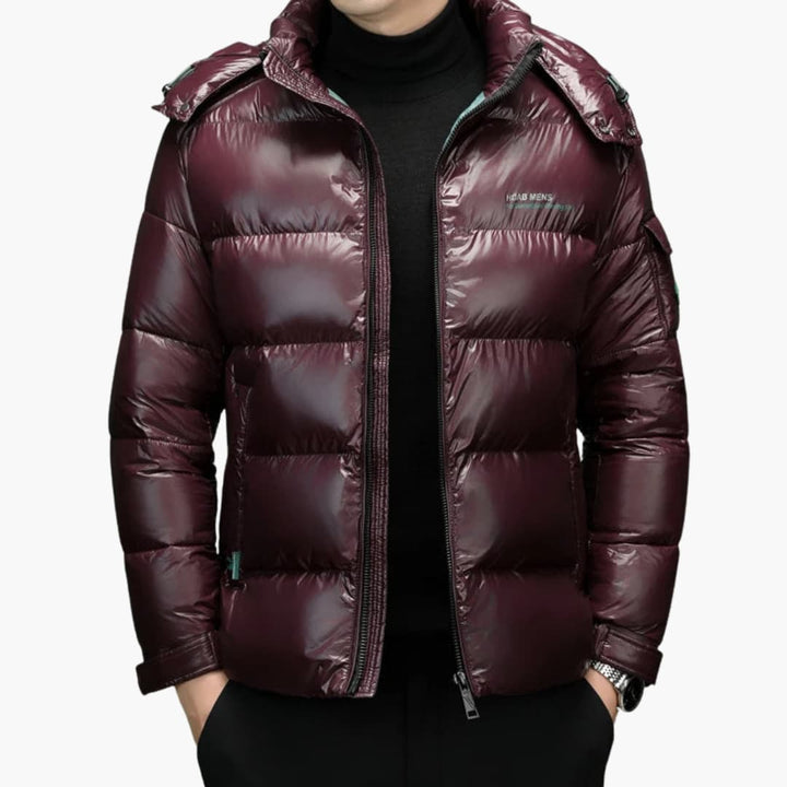 Gefütterte Herrenjacke mit Reißverschluss und Stehkragen