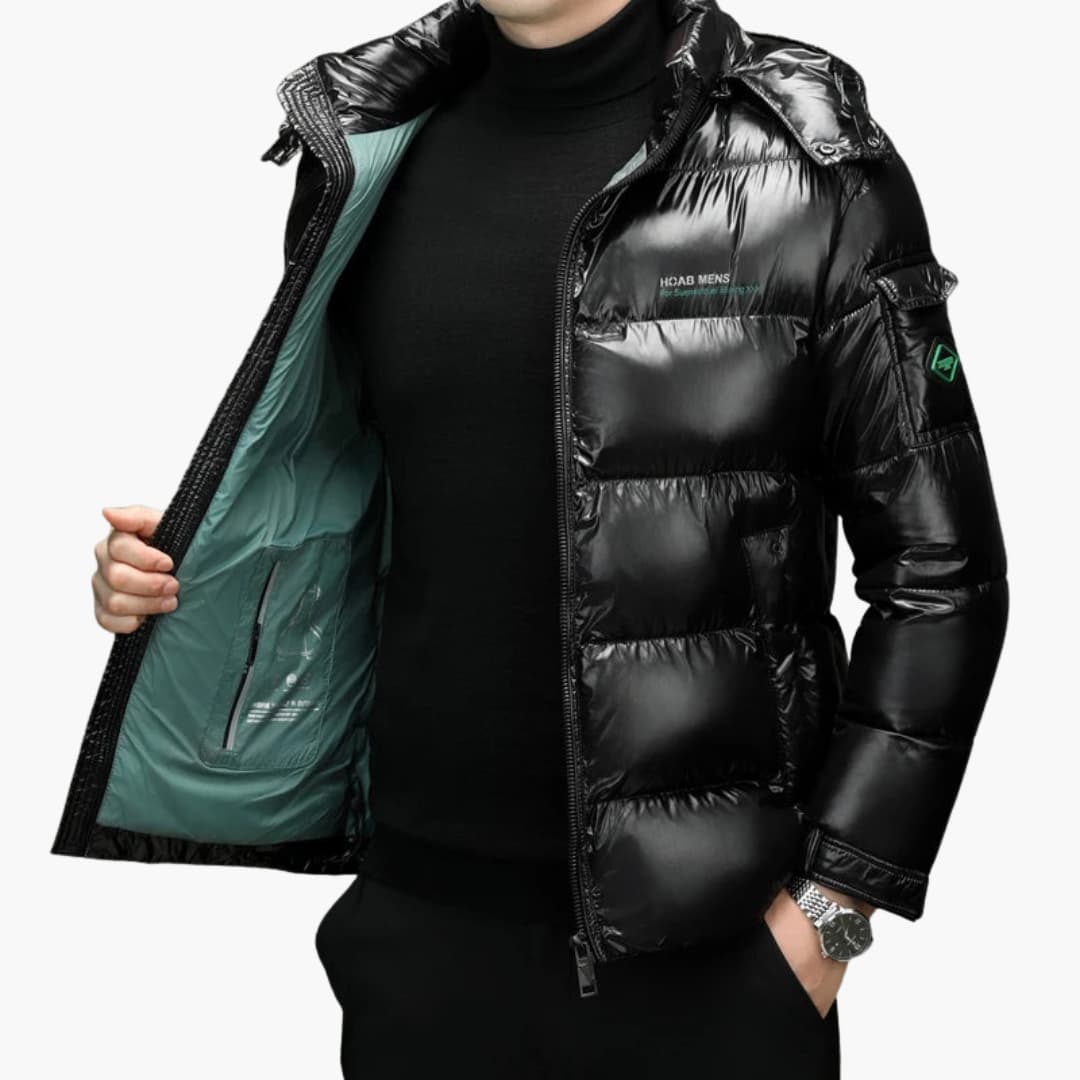Gefütterte Herrenjacke mit Reißverschluss und Stehkragen