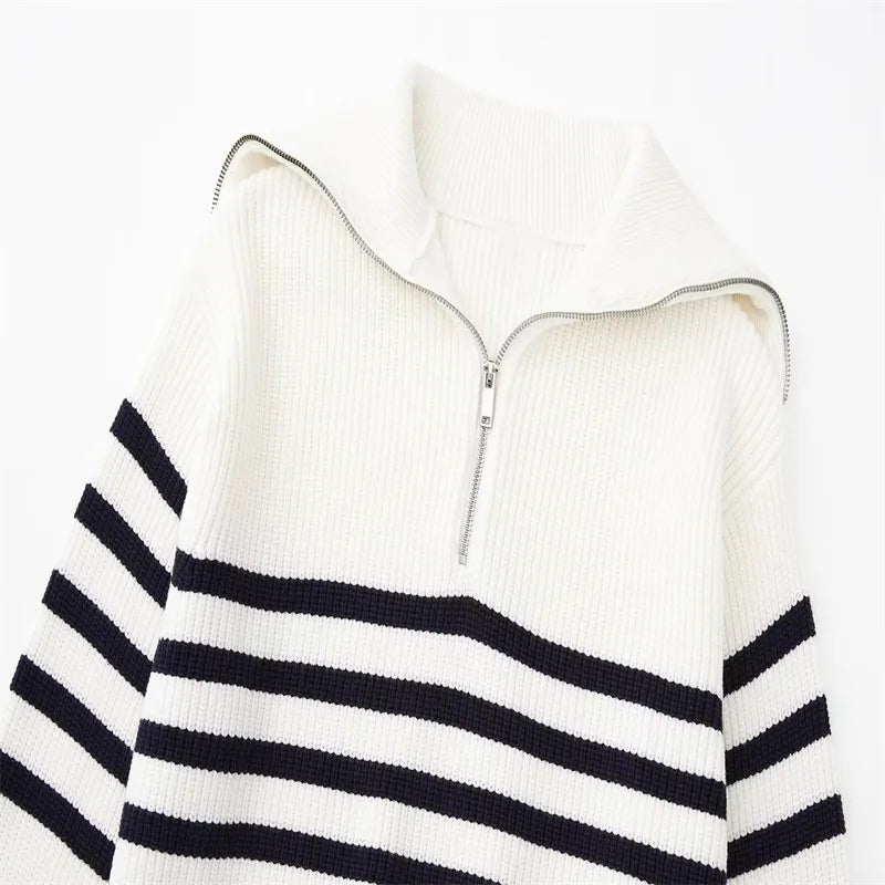Ulrich | Gestreifter Pullover mit Reißverschluss