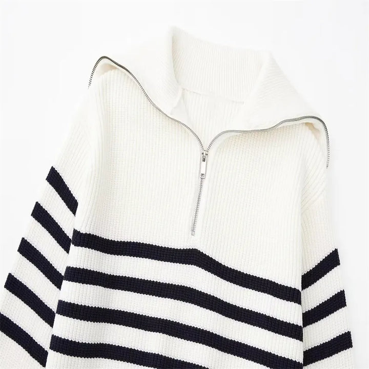 Ulrich | Gestreifter Pullover mit Reißverschluss