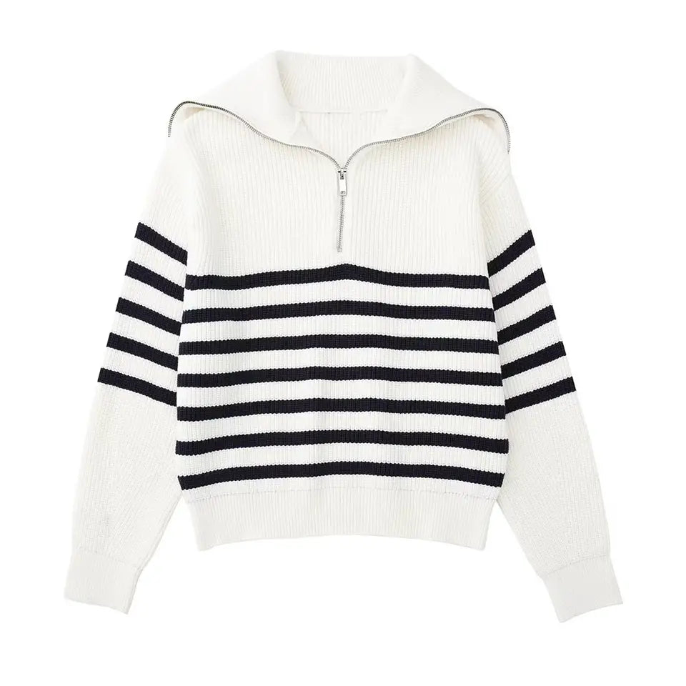 Ulrich | Gestreifter Pullover mit Reißverschluss
