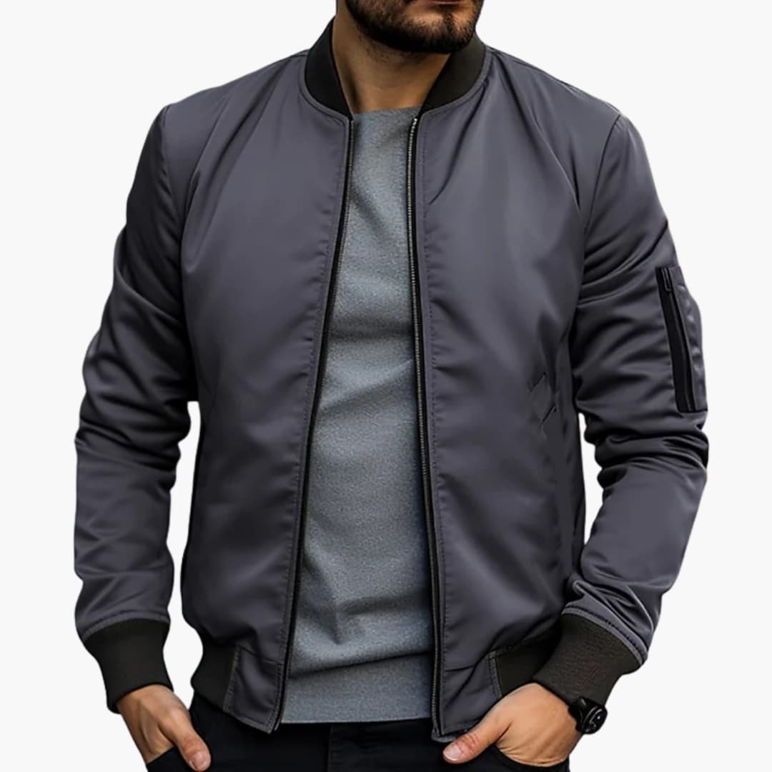 Herren-Bomberjacke mit Reißverschluss und Ärmeltasche