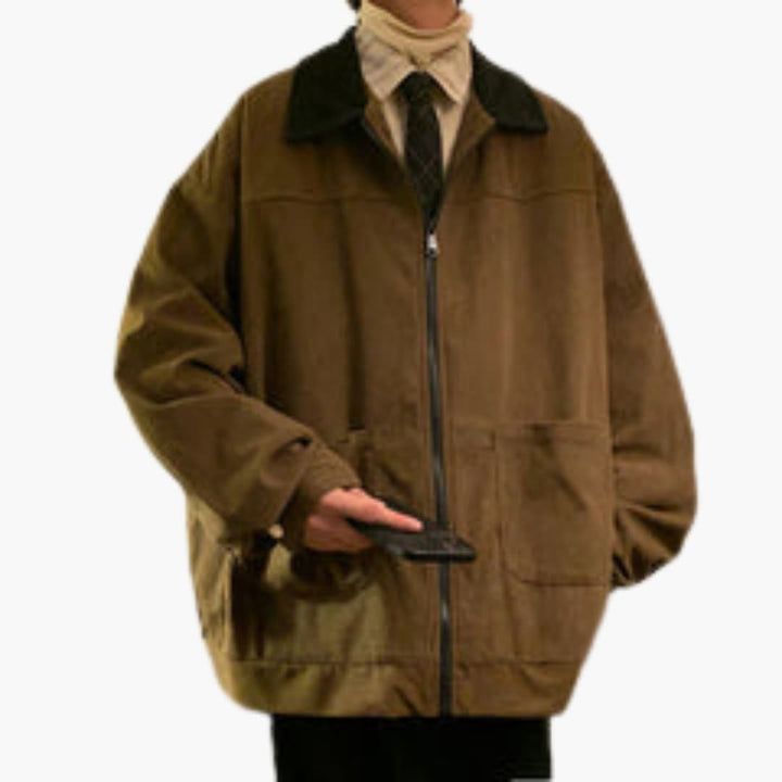 Herren-Winterjacke mit Reißverschluss und Fronttaschen
