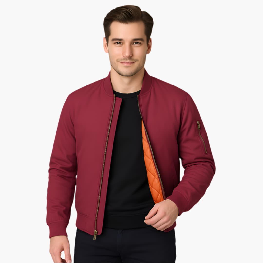 Herren-Bomberjacke mit Reißverschluss und Rippbündchen