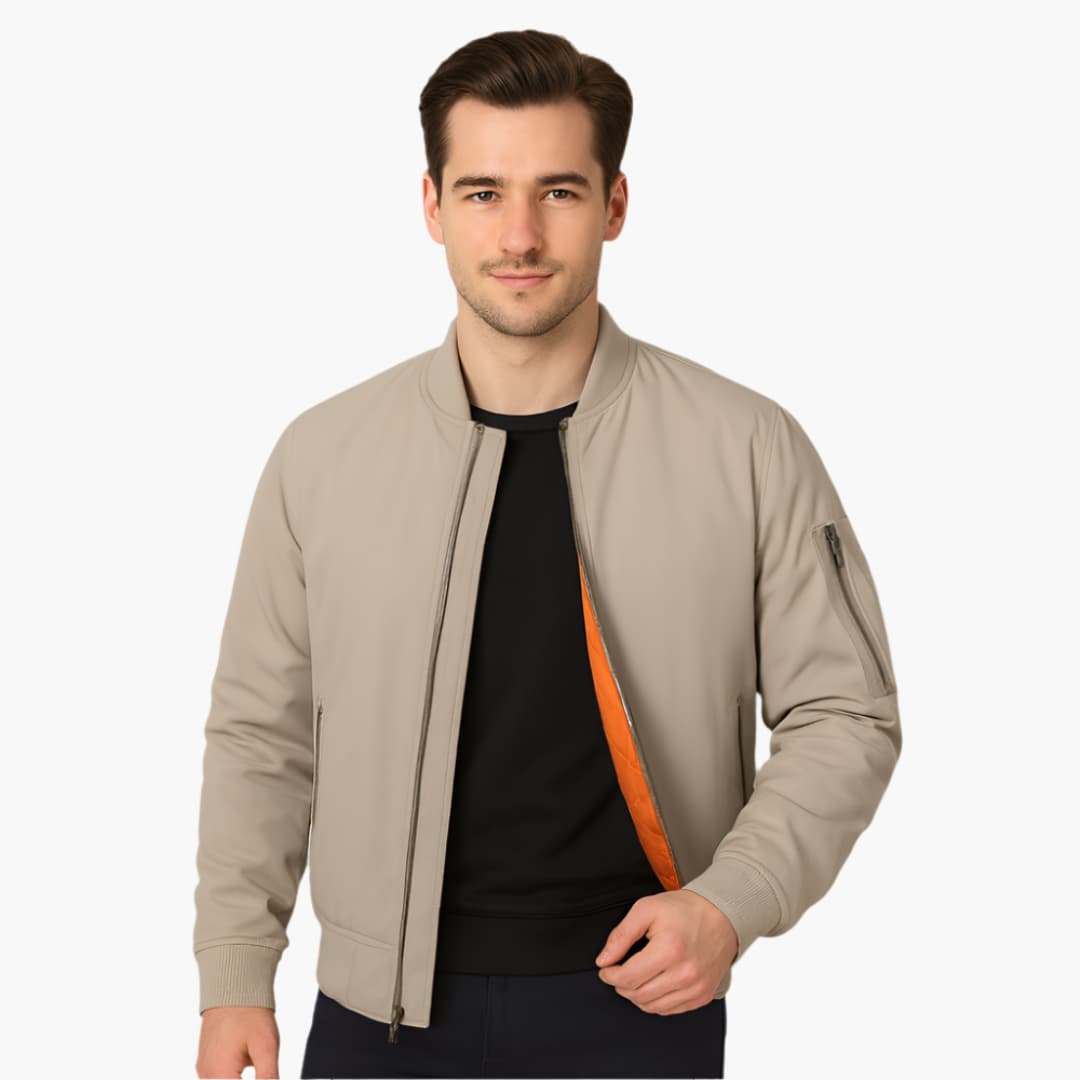 Herren-Bomberjacke mit Reißverschluss und Rippbündchen