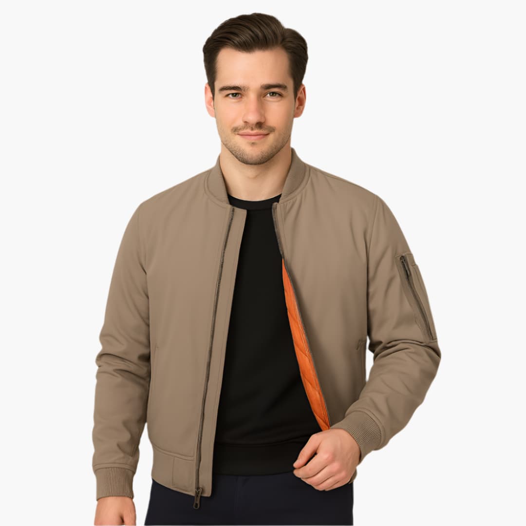 Herren-Bomberjacke mit Reißverschluss und Rippbündchen